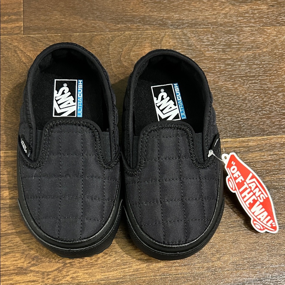 Vans Kids Quilted Black Slip-On Sneakers
